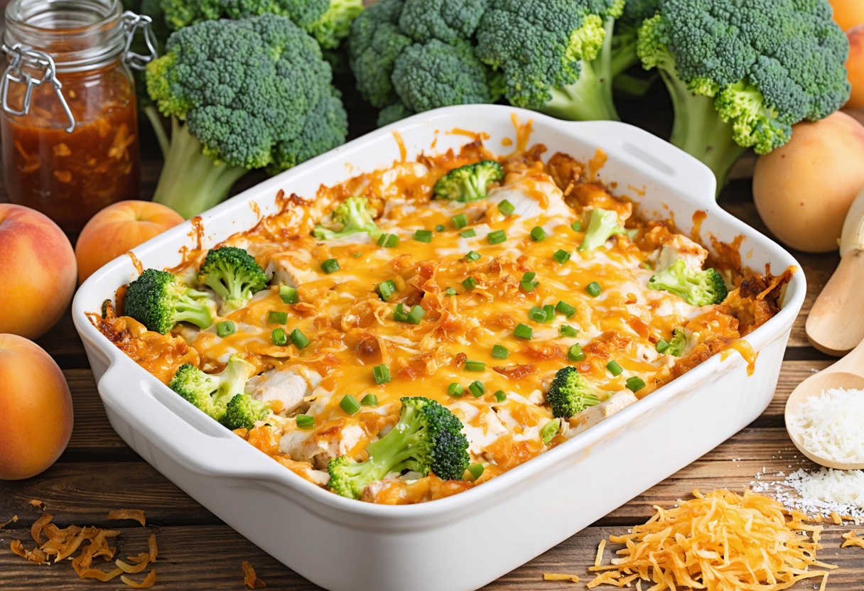Broccoli Chicken Apricot Cheesy Casserole