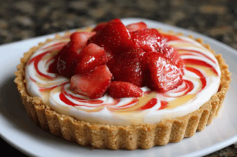 No-Bake Strawberry Lemon Swirl Tart