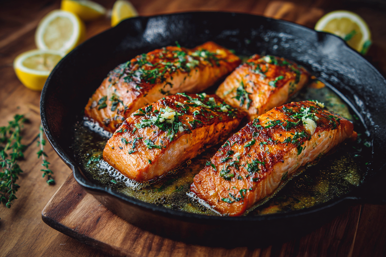 One Skillet Lemon Herb Salmon