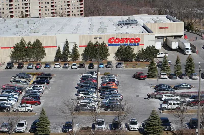 A full costco parking lot on a busy Saturday shopping day